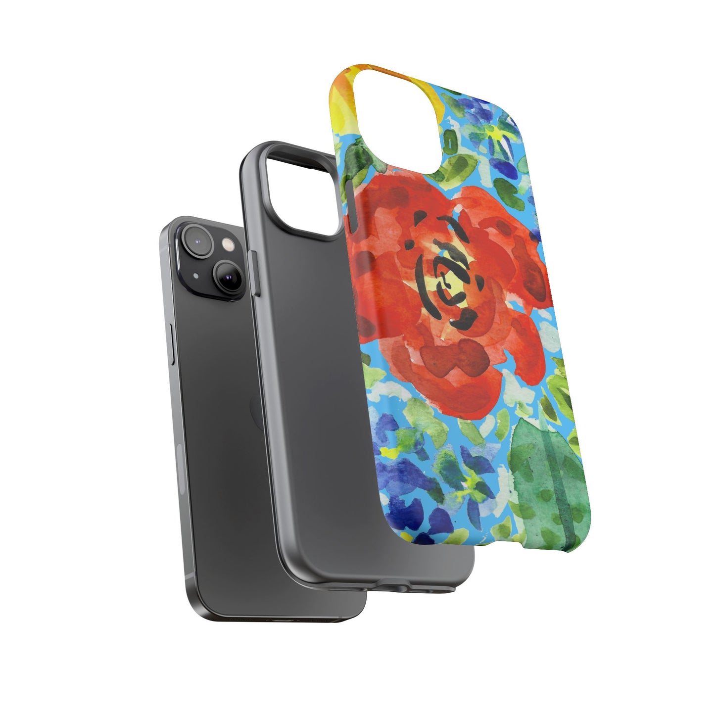 Vibrant Floral Phone Case - Tough Cases with Colorful Rose Design