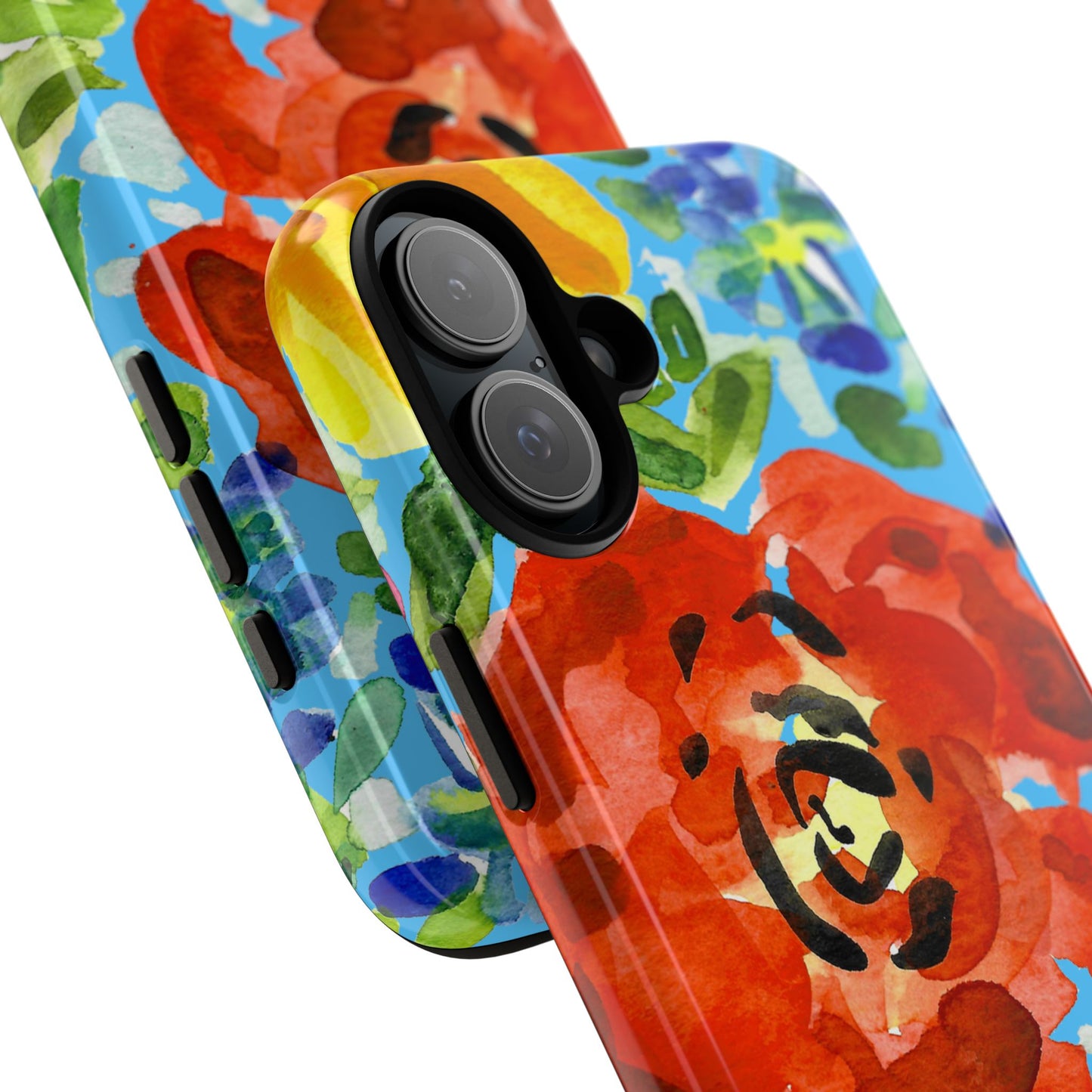 Vibrant Floral Phone Case - Tough Cases with Colorful Rose Design