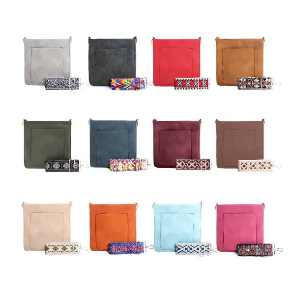 "Ashley" Suede Vegan Leather Crossbody