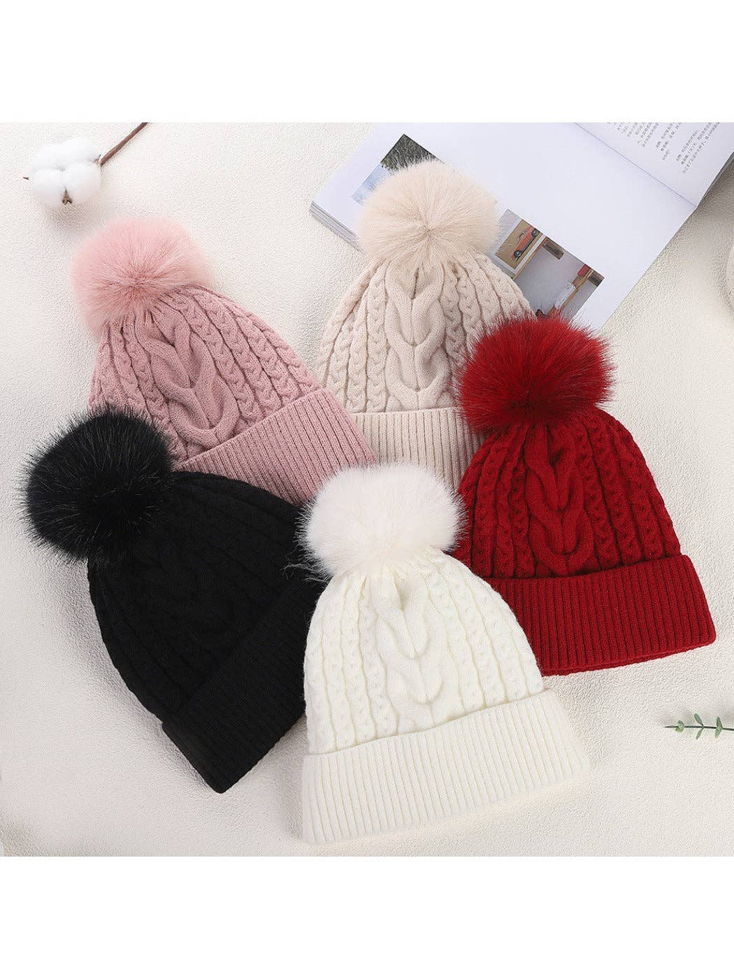 Haila - Women's Double Layer Beanie with Pom Pom