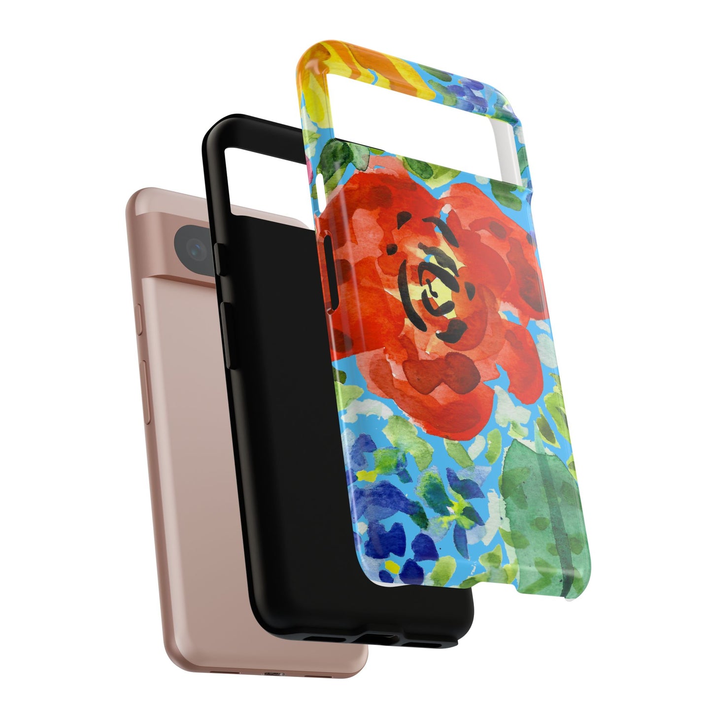 Vibrant Floral Phone Case - Tough Cases with Colorful Rose Design
