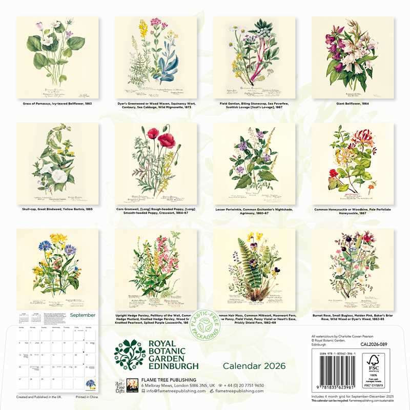 Royal Botanic Garden Edinburgh Wall Calendar 2026 (Art Calendar) by