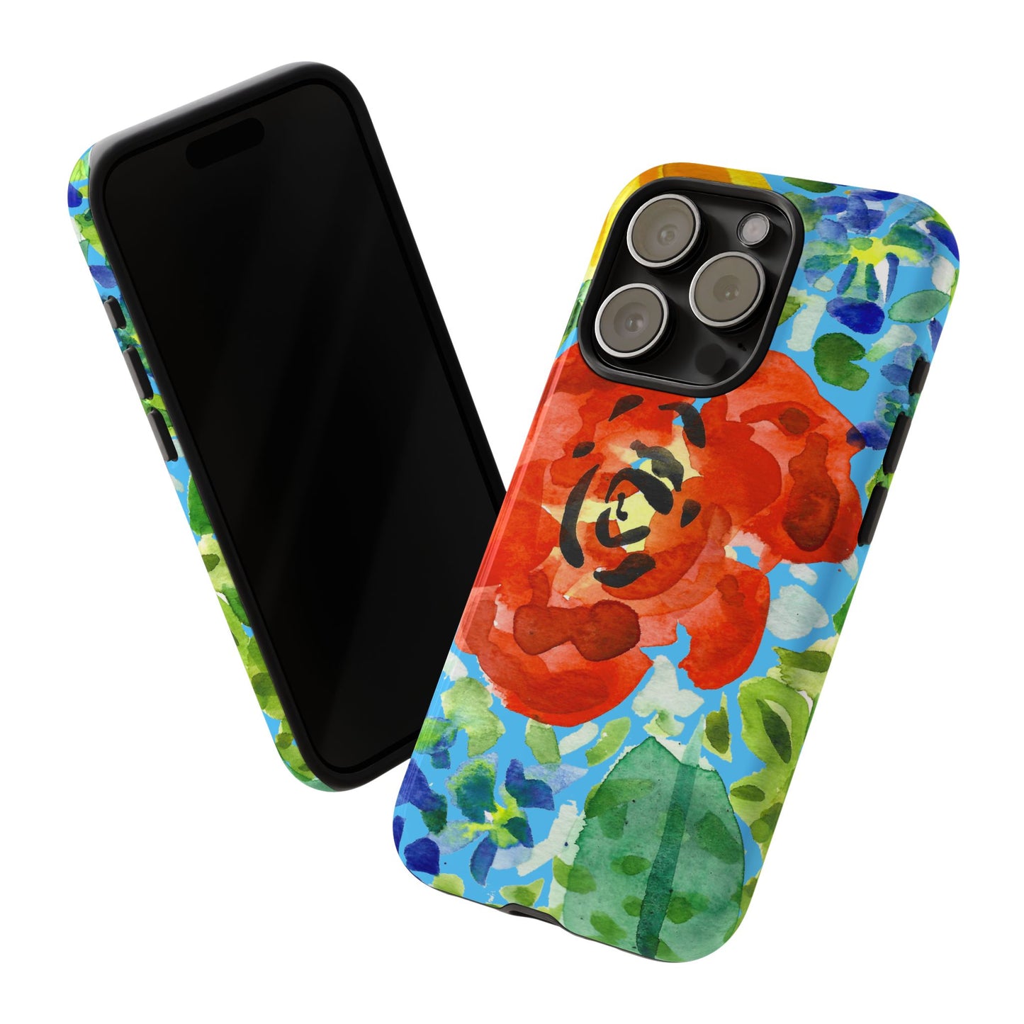 Vibrant Floral Phone Case - Tough Cases with Colorful Rose Design