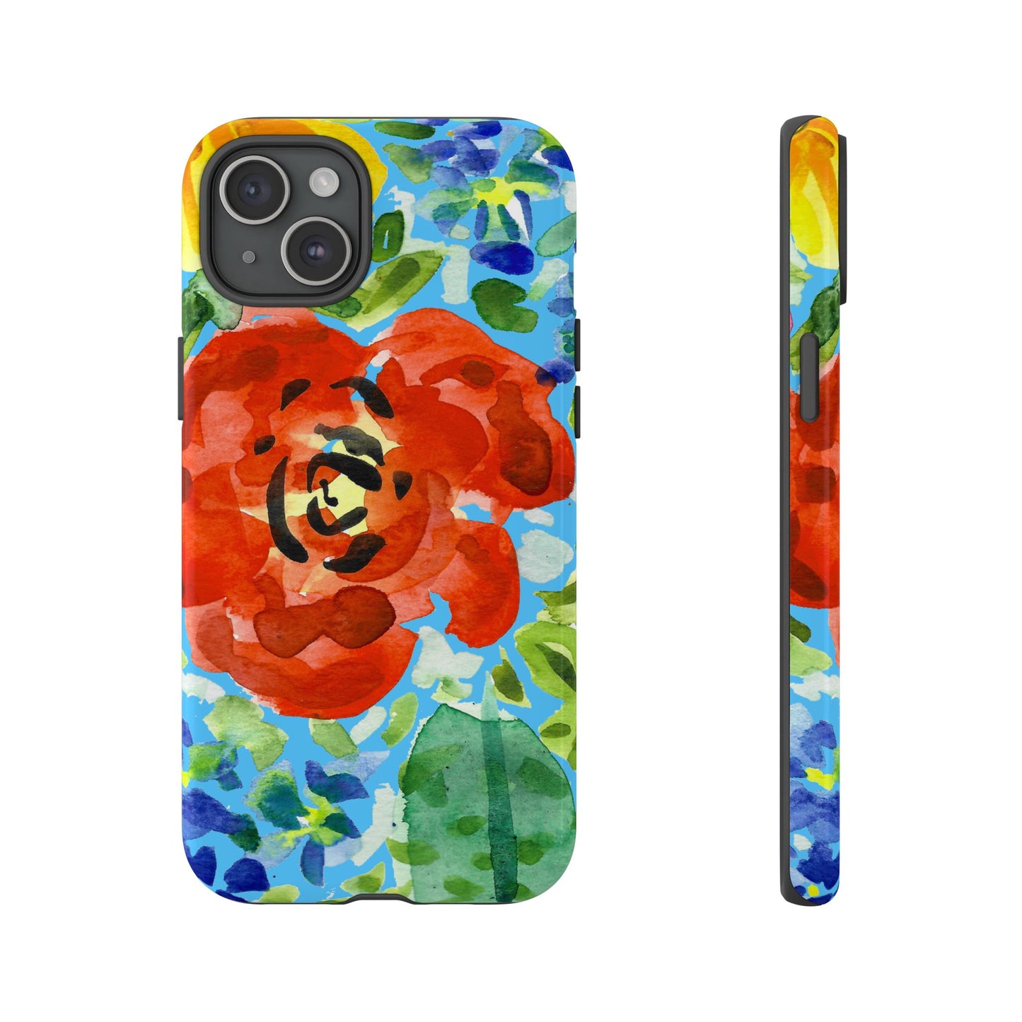 Vibrant Floral Phone Case - Tough Cases with Colorful Rose Design