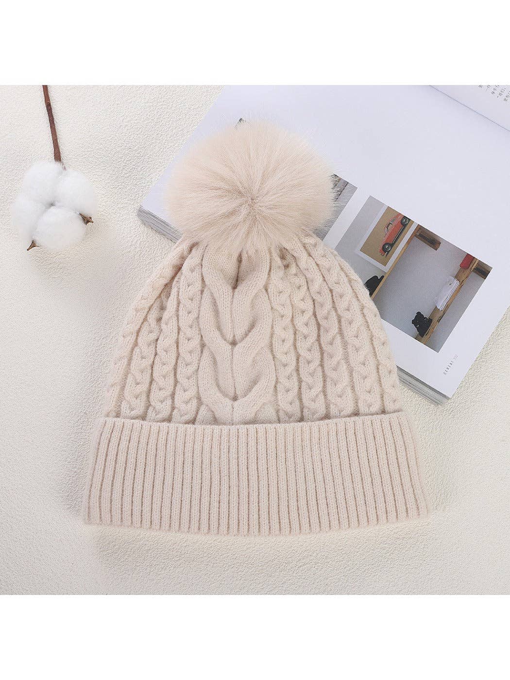 Haila - Women's Double Layer Beanie with Pom Pom