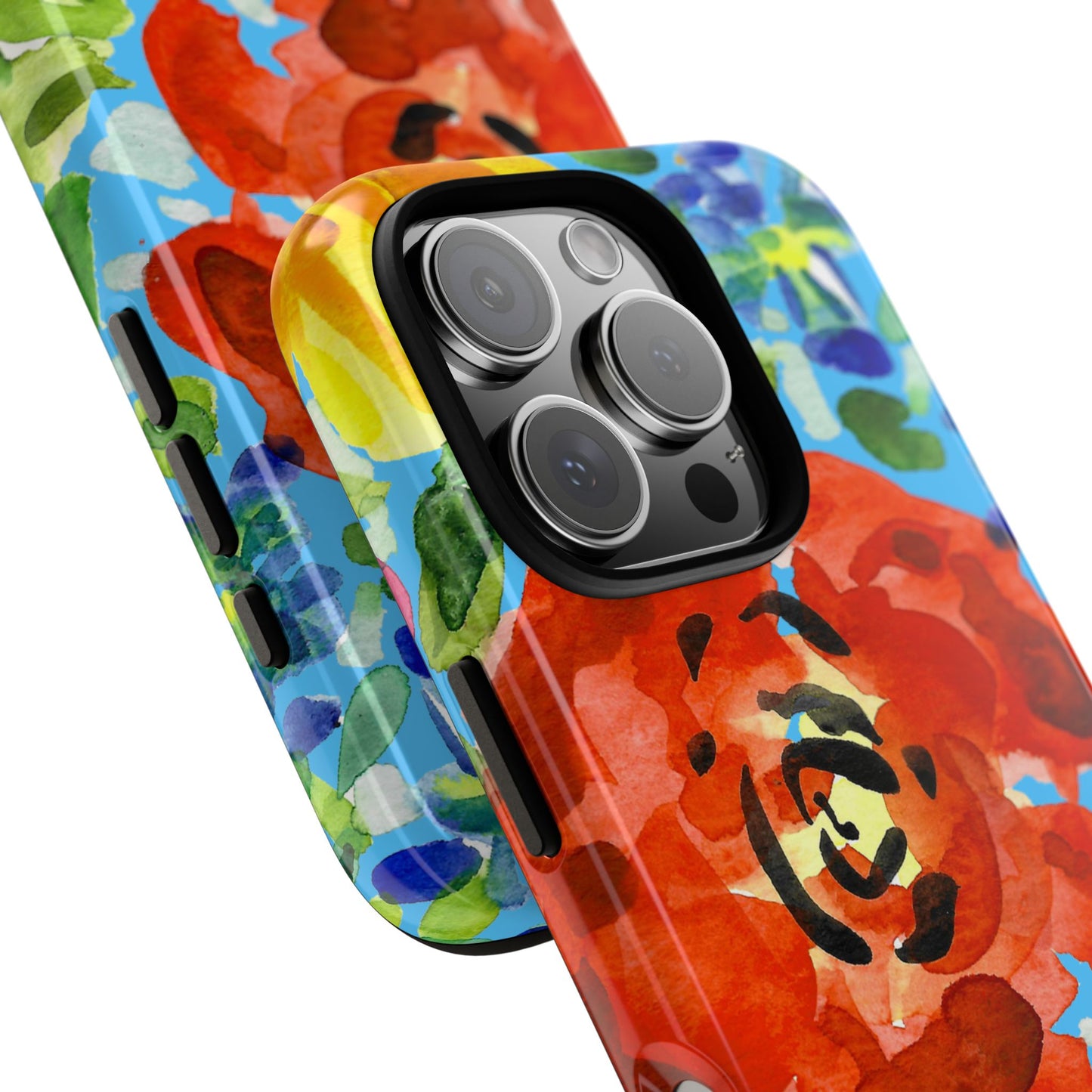 Vibrant Floral Phone Case - Tough Cases with Colorful Rose Design