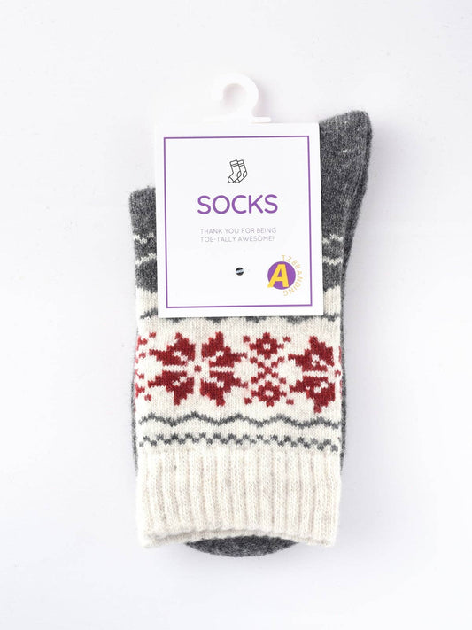 Rufia - Thickened Snowflake Patterned Mid-calf Socks