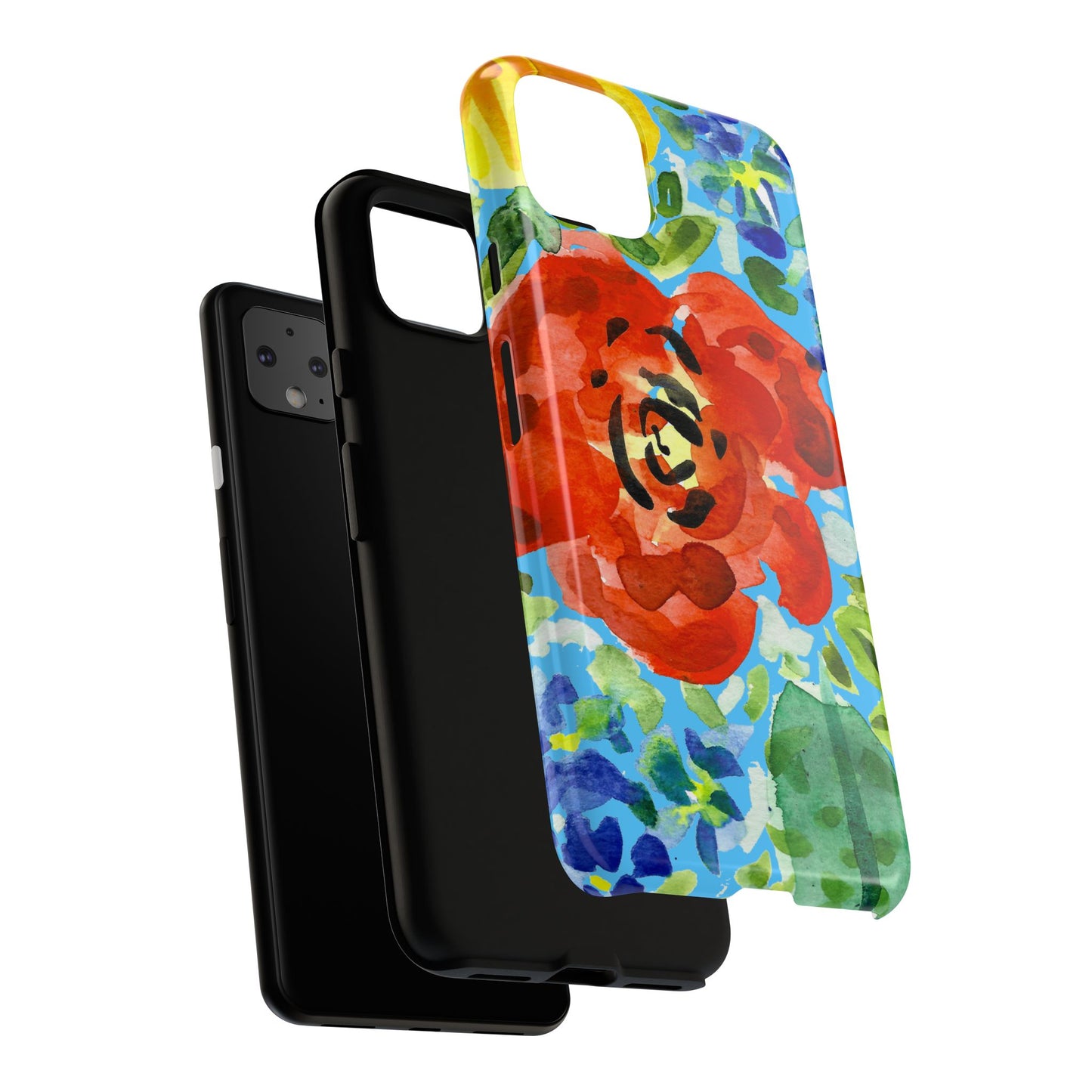 Vibrant Floral Phone Case - Tough Cases with Colorful Rose Design