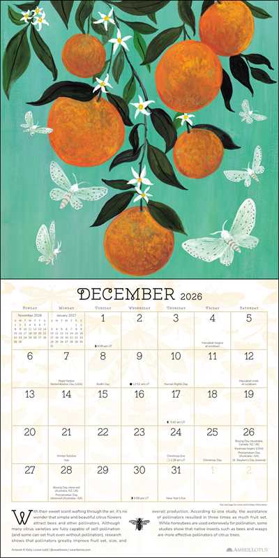 Praise for the Pollinators 2026 Wall Calendar by Amber Lotus Publishing