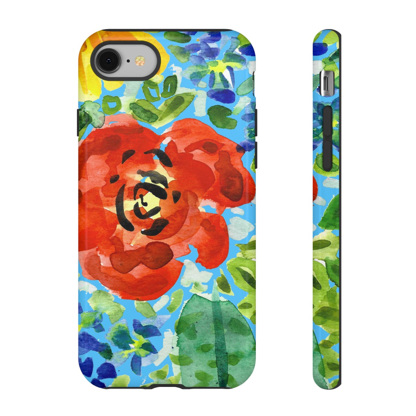 Vibrant Floral Phone Case - Tough Cases with Colorful Rose Design