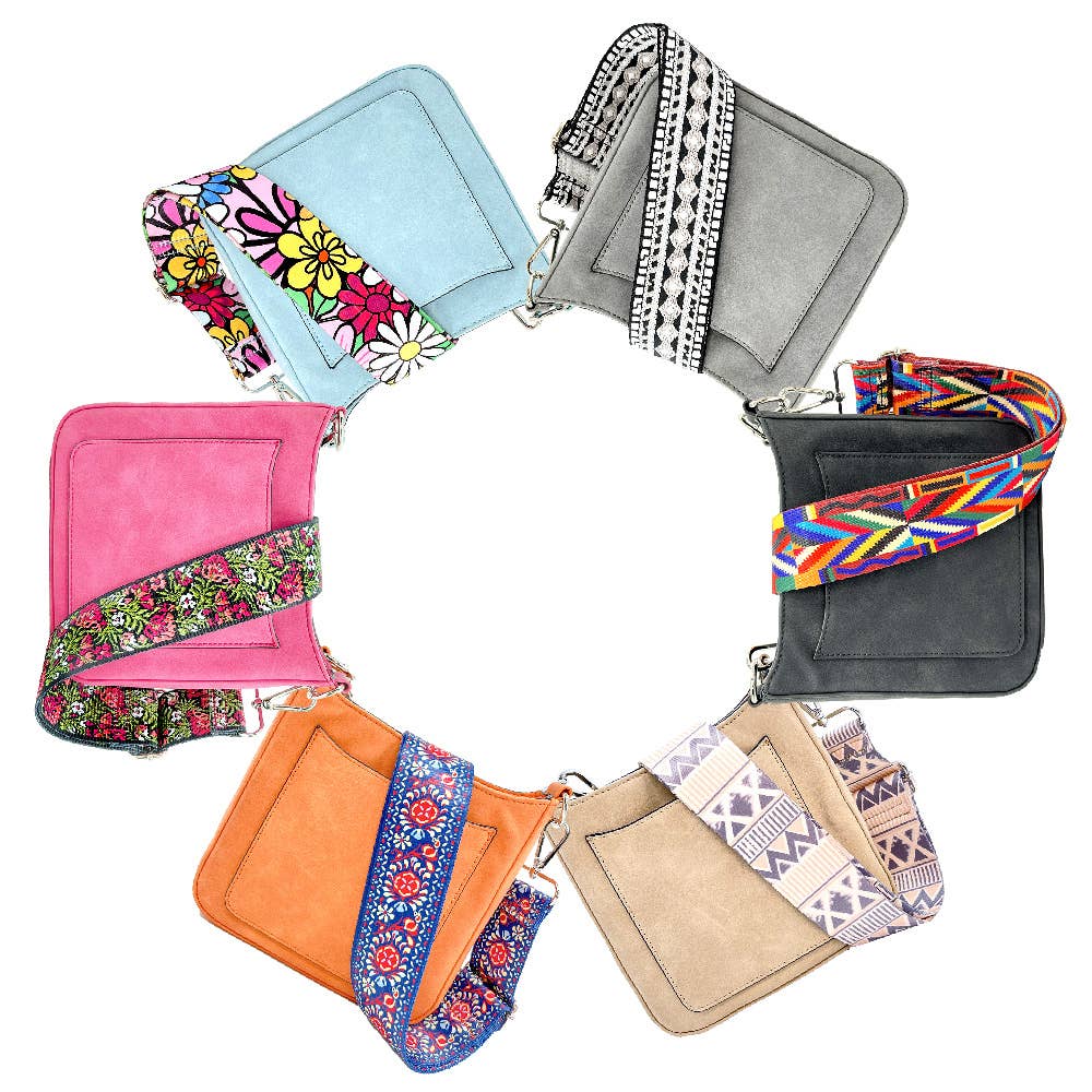 "Ashley" Suede Vegan Leather Crossbody