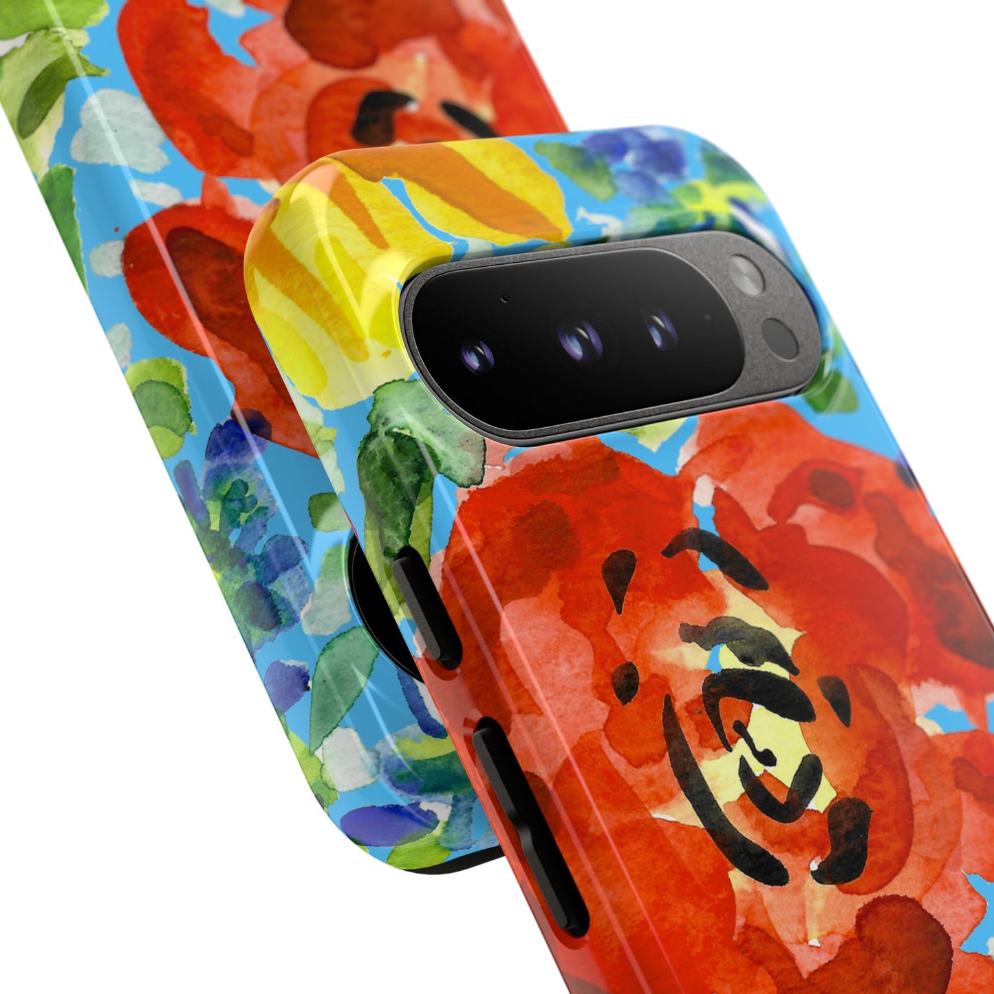 Vibrant Floral Phone Case - Tough Cases with Colorful Rose Design