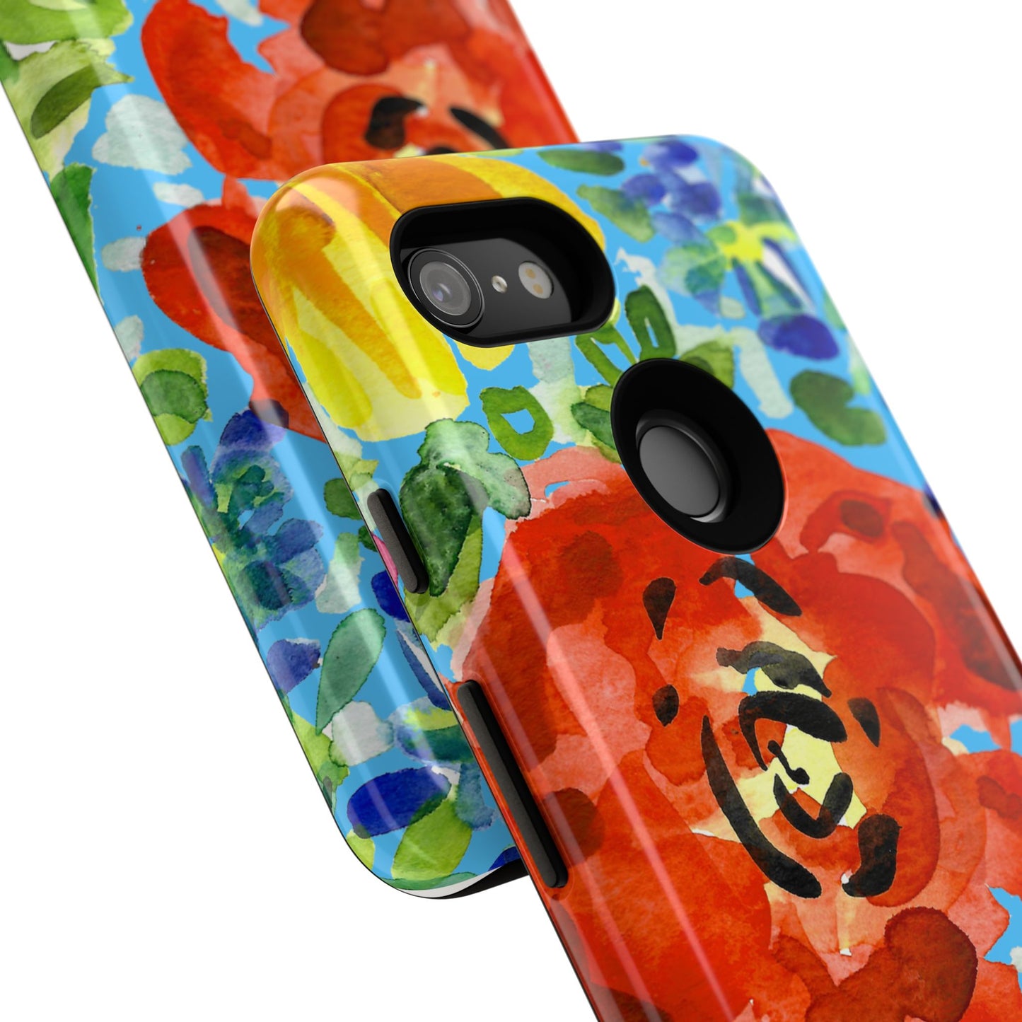 Vibrant Floral Phone Case - Tough Cases with Colorful Rose Design