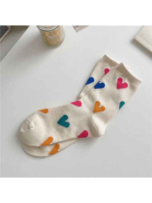 Heart Pattern Crew Socks