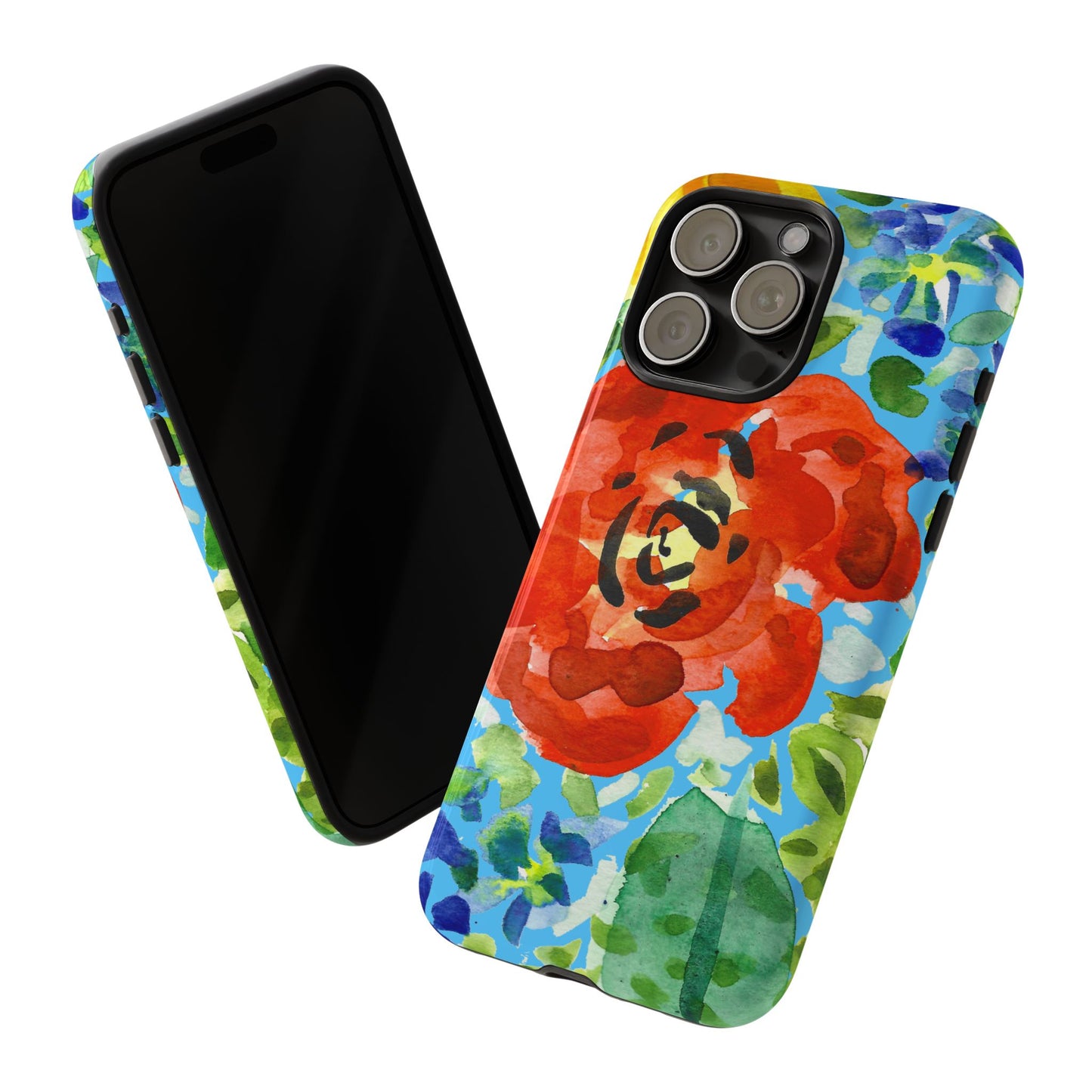Vibrant Floral Phone Case - Tough Cases with Colorful Rose Design