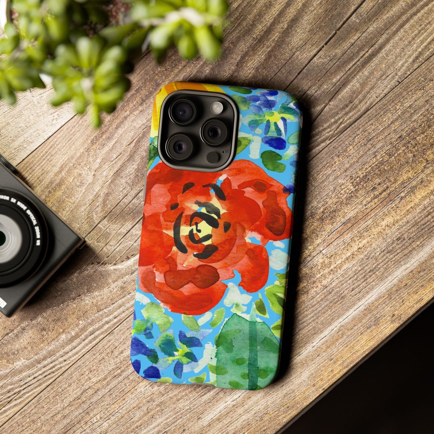 Vibrant Floral Phone Case - Tough Cases with Colorful Rose Design