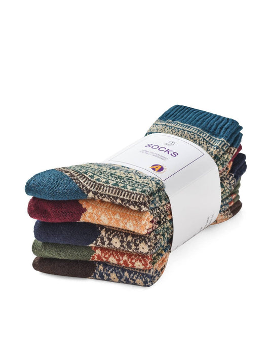 Rufia - 5 Pairs Unisex Bohemian Wool Blend Socks