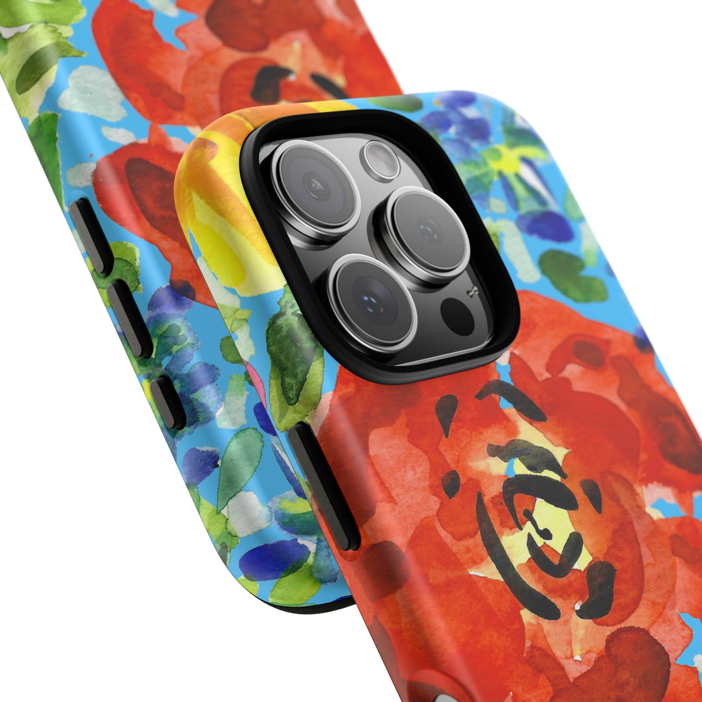 Vibrant Floral Phone Case - Tough Cases with Colorful Rose Design