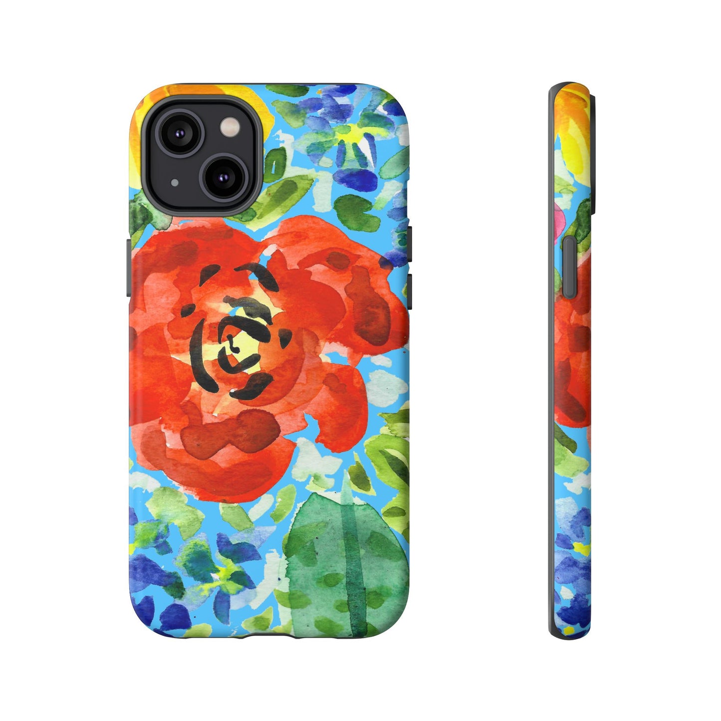 Vibrant Floral Phone Case - Tough Cases with Colorful Rose Design