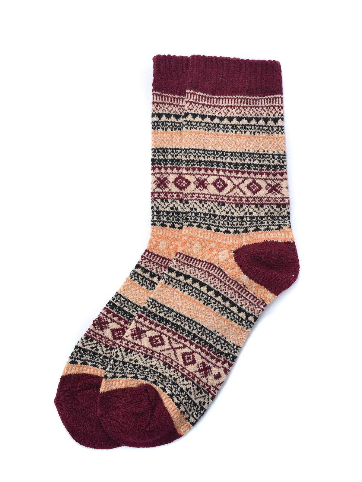 Rufia - 5 Pairs Unisex Bohemian Wool Blend Socks