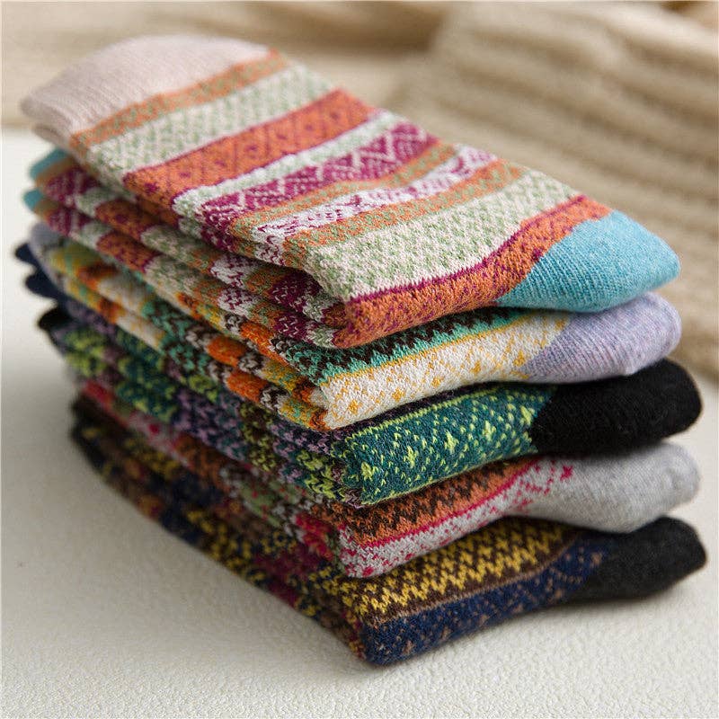 Boho Style Socks, 5 Pairs