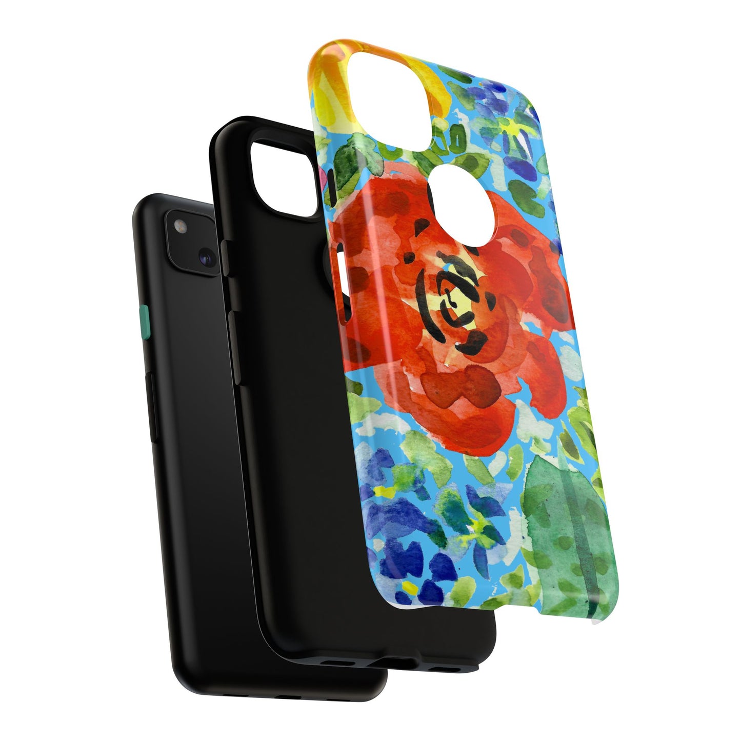 Vibrant Floral Phone Case - Tough Cases with Colorful Rose Design