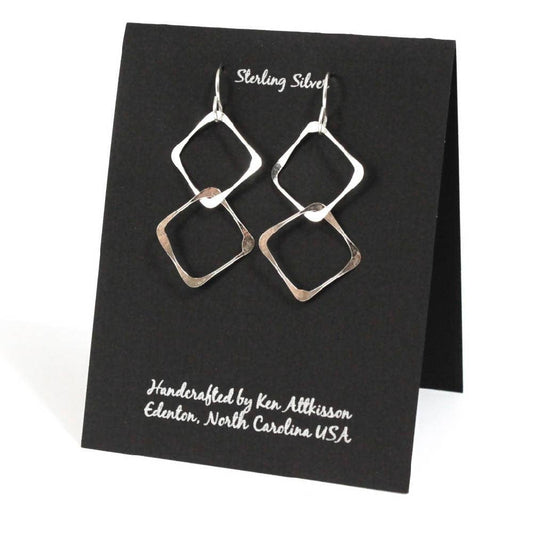 Sterling Silver Earrings, 2 Small Squares