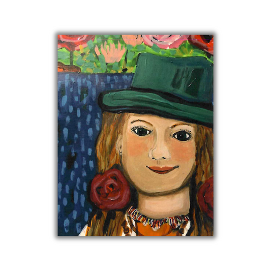 Girl in Green Hat Note Card