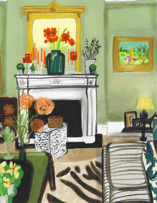 Green Living Room Note Card