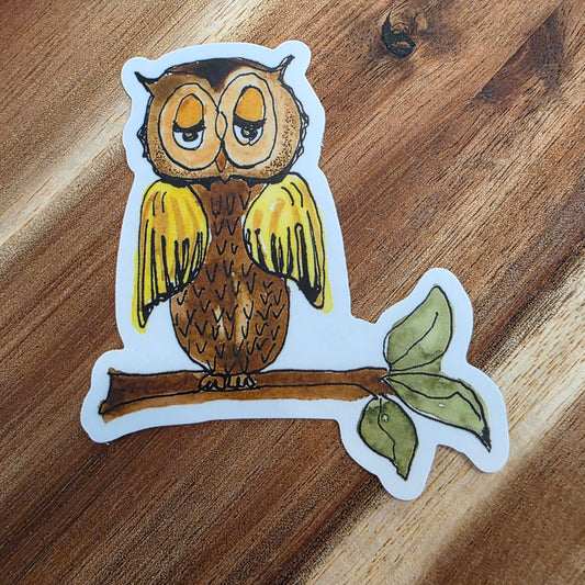 Owl on a Branch Sticker