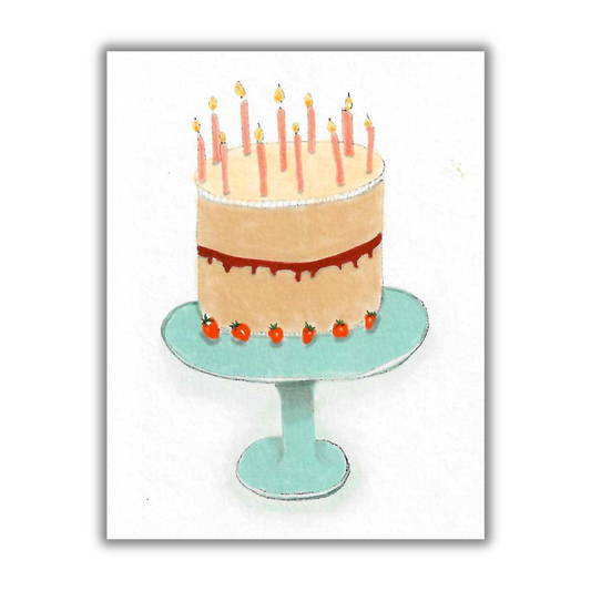 Strawberry Birthday Cake Birthday Card
