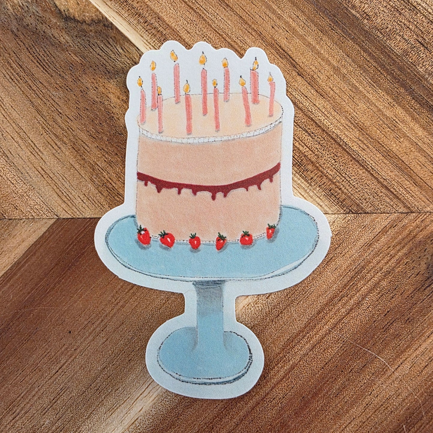 Strawberry Birthday Cake Sticker