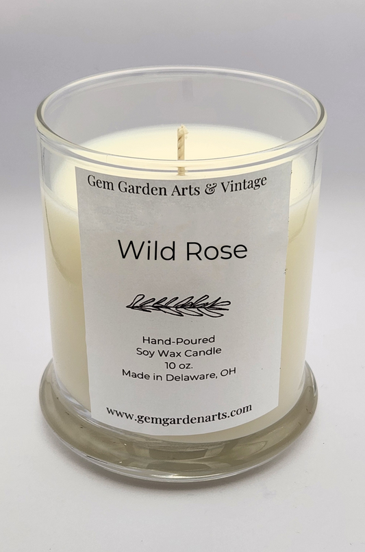 Wild Rose Hand-Poured Soy Wax Candle, 10 oz jar