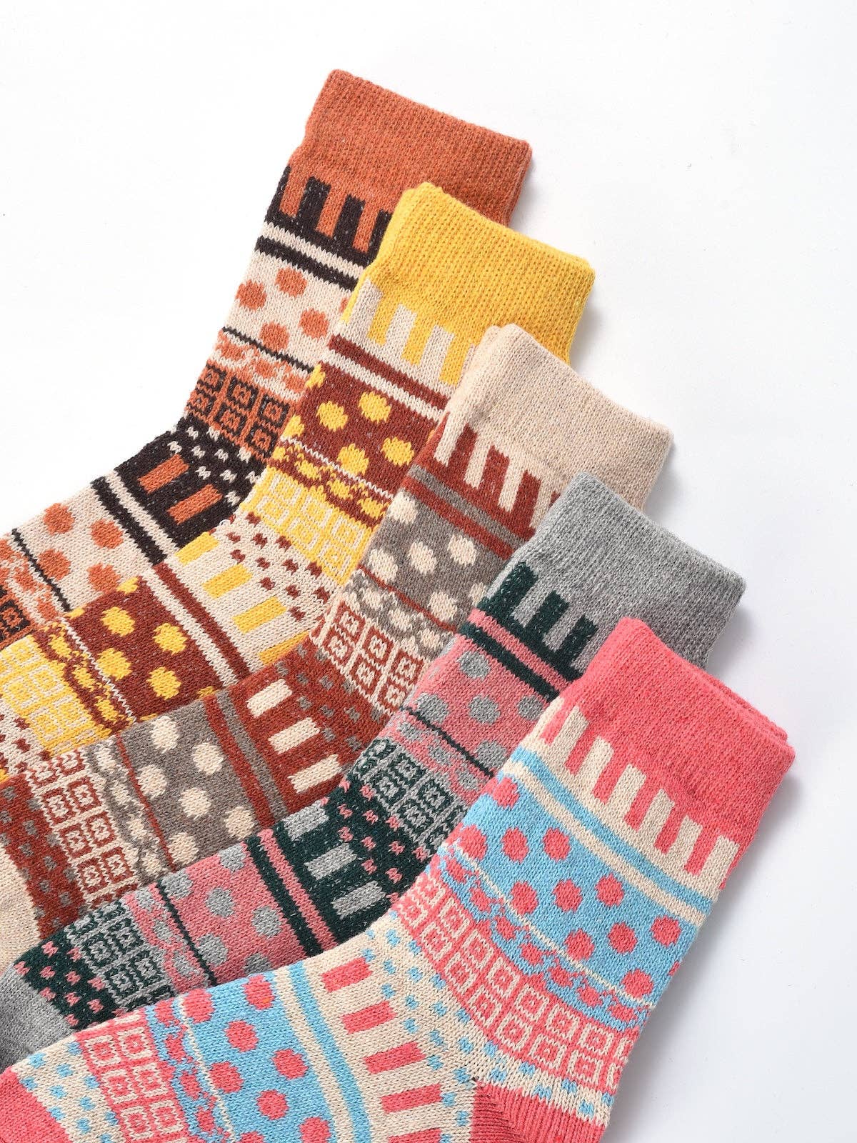 Rufia - 5 Pairs Bohemian Wool-Blend Socks Set - Brights