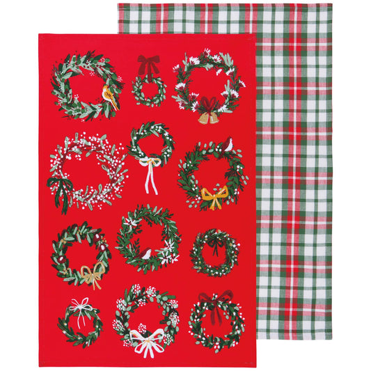 Wreaths Christmas Dishtowels, Set of 2