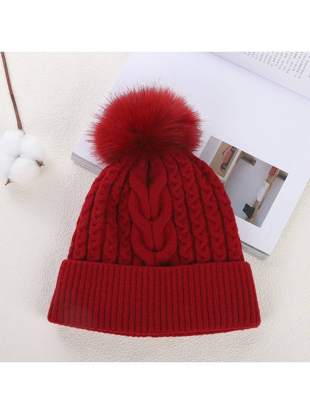 Haila - Women's Double Layer Beanie with Pom Pom