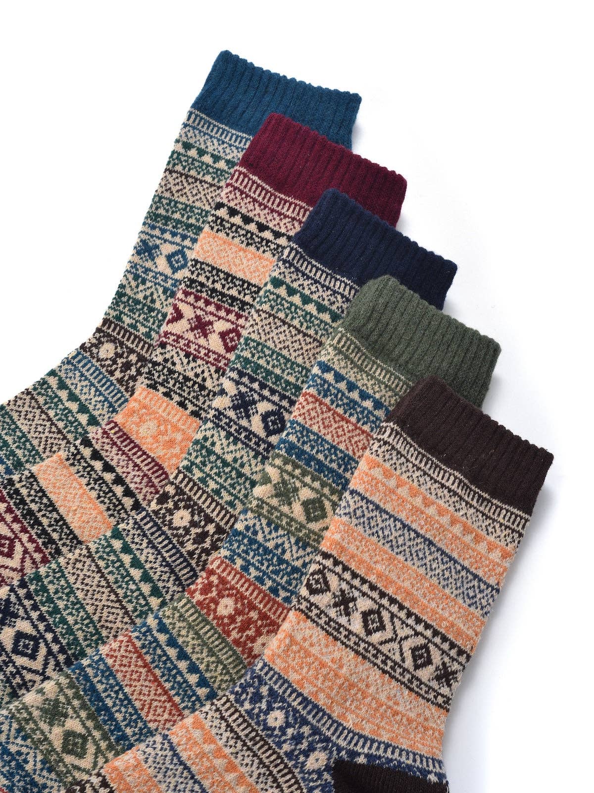 Rufia - 5 Pairs Unisex Bohemian Wool Blend Socks