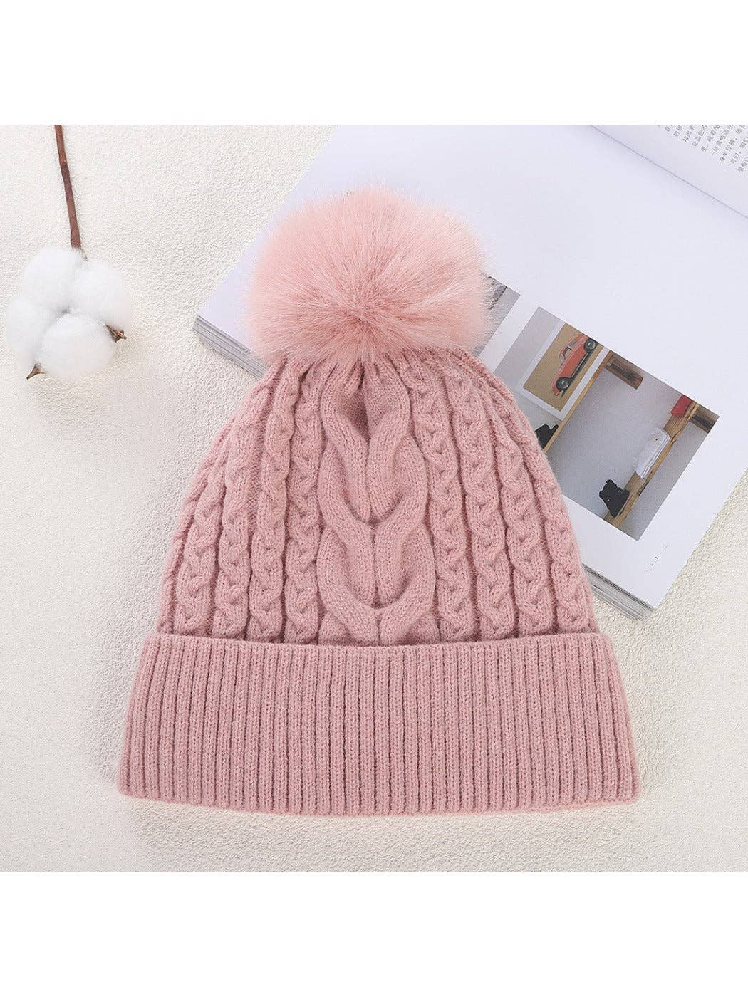 Haila - Women's Double Layer Beanie with Pom Pom