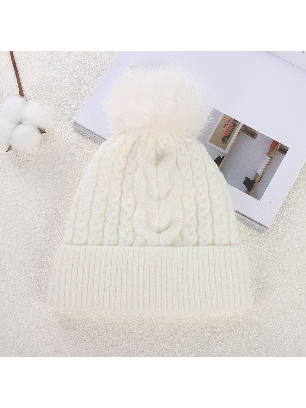 Haila - Women's Double Layer Beanie with Pom Pom