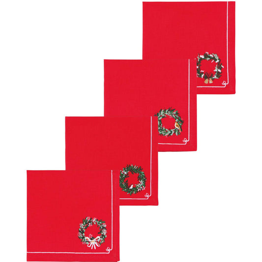 Wreaths Christmas Napkins, Set of 4