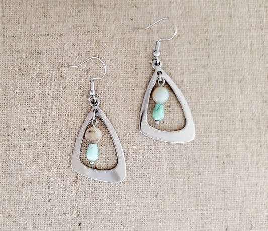 Amazonite & Stainless Earrings