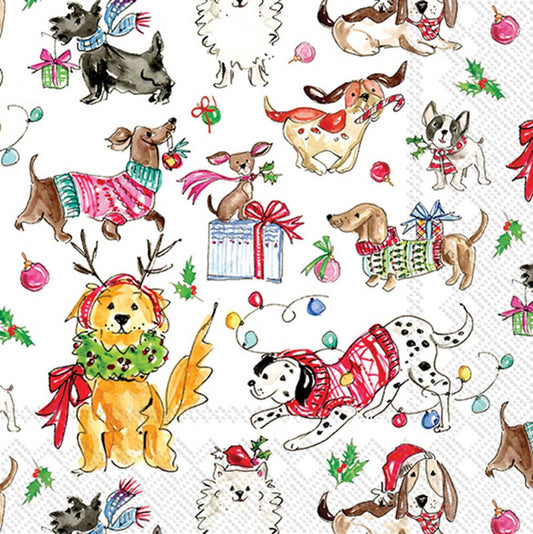 Christmas Dogs Paper Cocktail Napkins