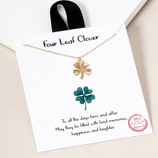 Four-Leaf Clover Pendant Gold Dipped Necklace