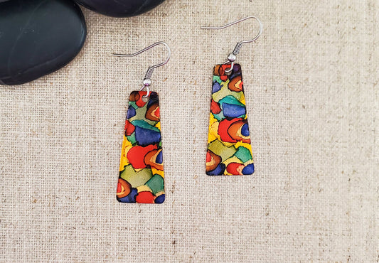 Alcohol Ink Medium Trapezoid Earrings