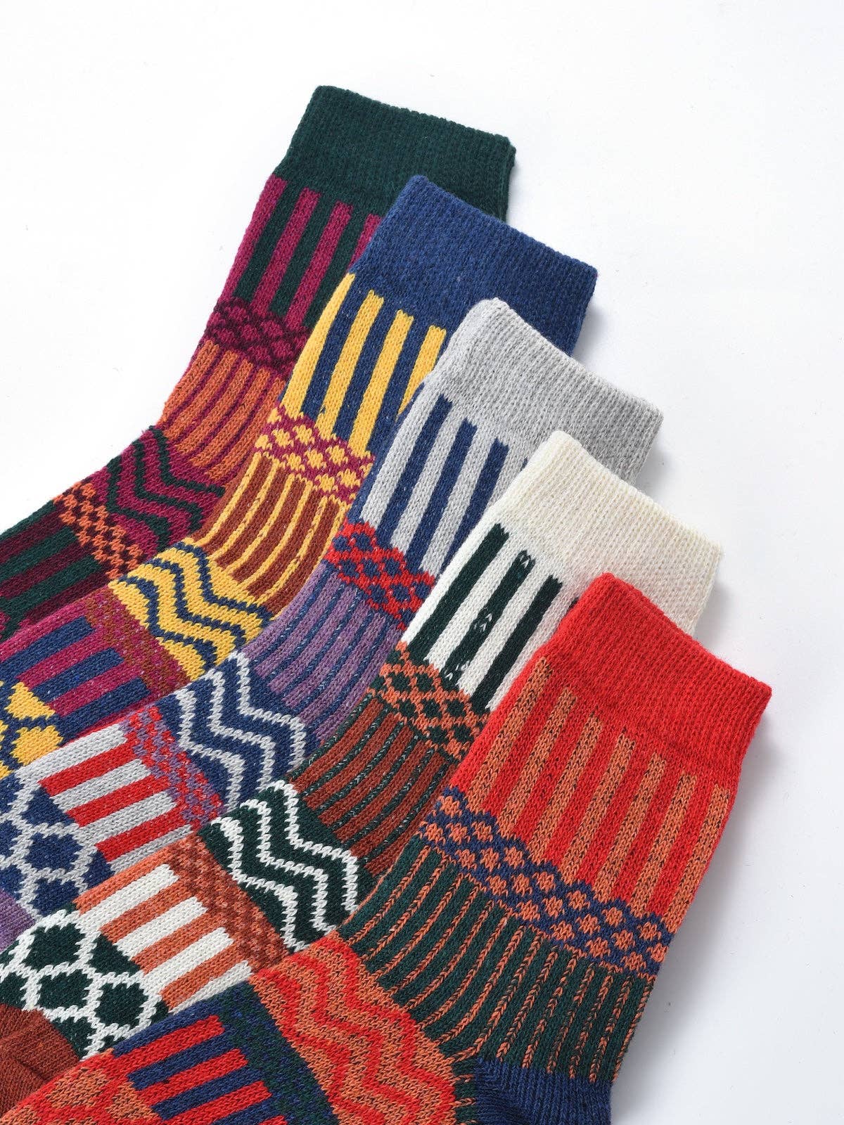 Rufia - 5 Pairs Bohemian Wool-Blend Socks Set - Brights