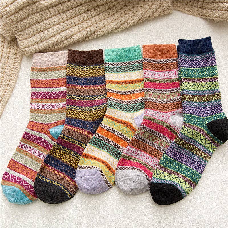 Boho Style Socks, 5 Pairs