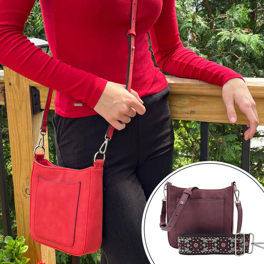 "Ashley" Suede Vegan Leather Crossbody