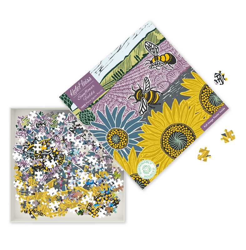 Adult Sustainable Jigsaw Puzzle Kate Heiss: Sunflower Fields