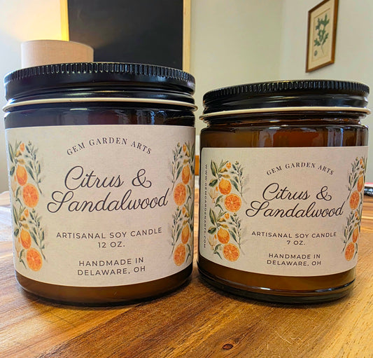 Citrus and Sandalwood Handmade Soy Candles